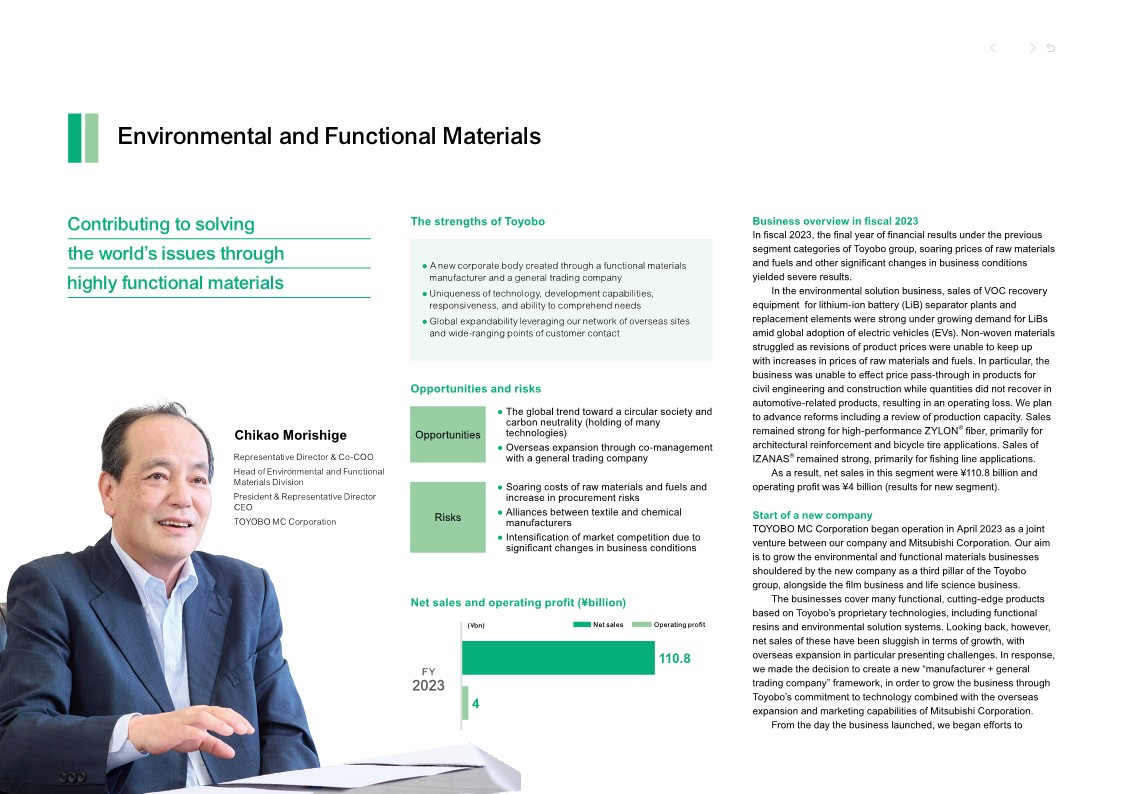 Overview by business: Environmental and Functional Materials