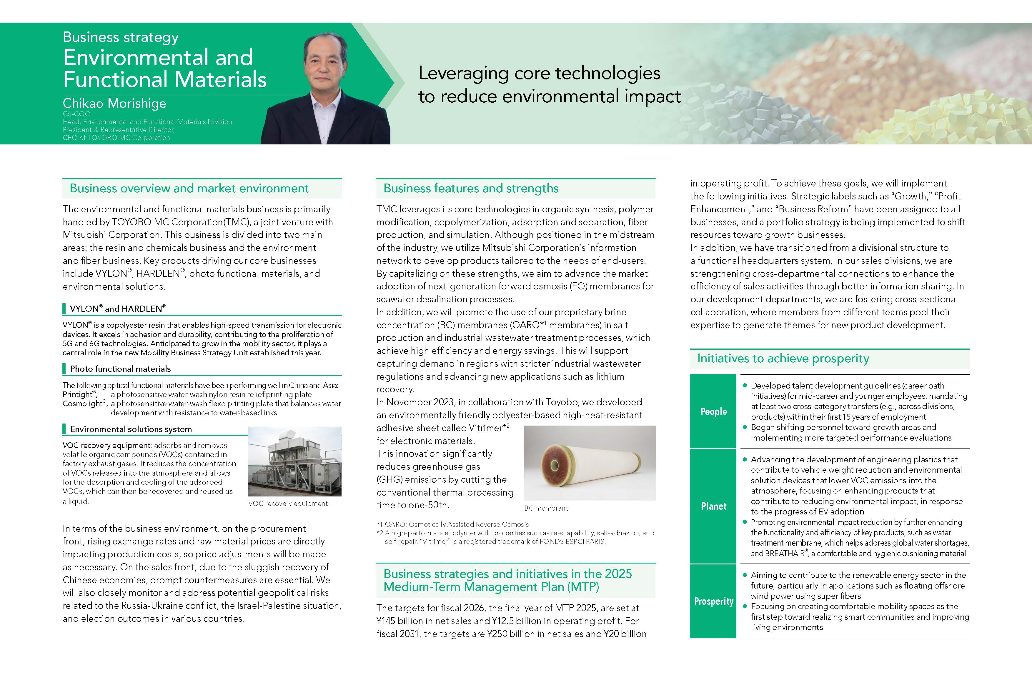 Overview by business: Environmental and Functional Materials