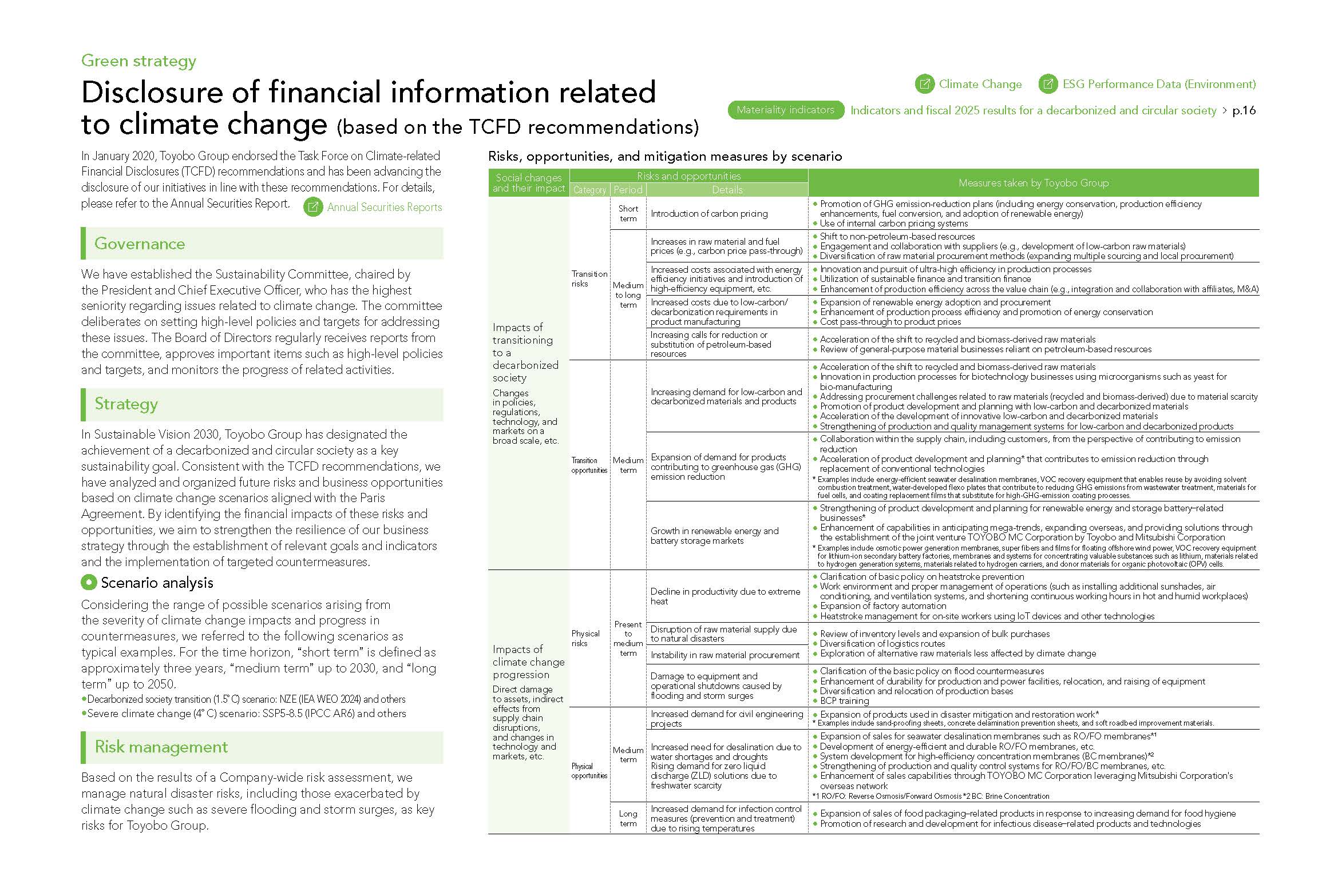 Disclosure based on TCFD Recommendations in the Integrated Report 2025