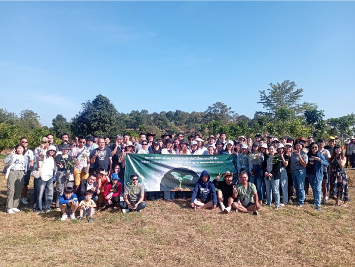 Participants in the tree-planting activity