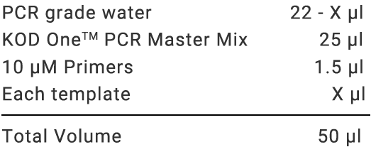 PRODUCTS | KOD One™ PCR Master Mix | TOYOBO Biotech support Department